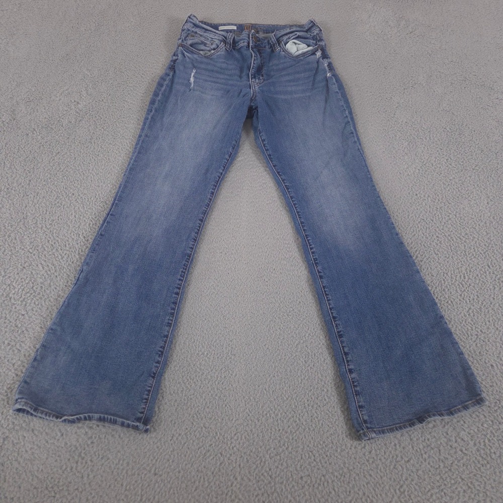 Kut from the Kloth Jeans Women 10 Blue Nicole High Rise Bootcut Distressed Denim